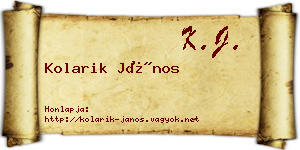 Kolarik János névjegykártya